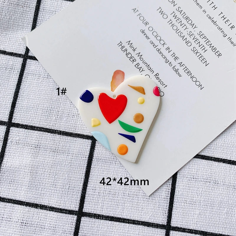 Acrylic Love Cartoon Flower Necklace Earrings Pendant Set