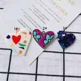 Acrylic Love Cartoon Flower Necklace Earrings Pendant Set