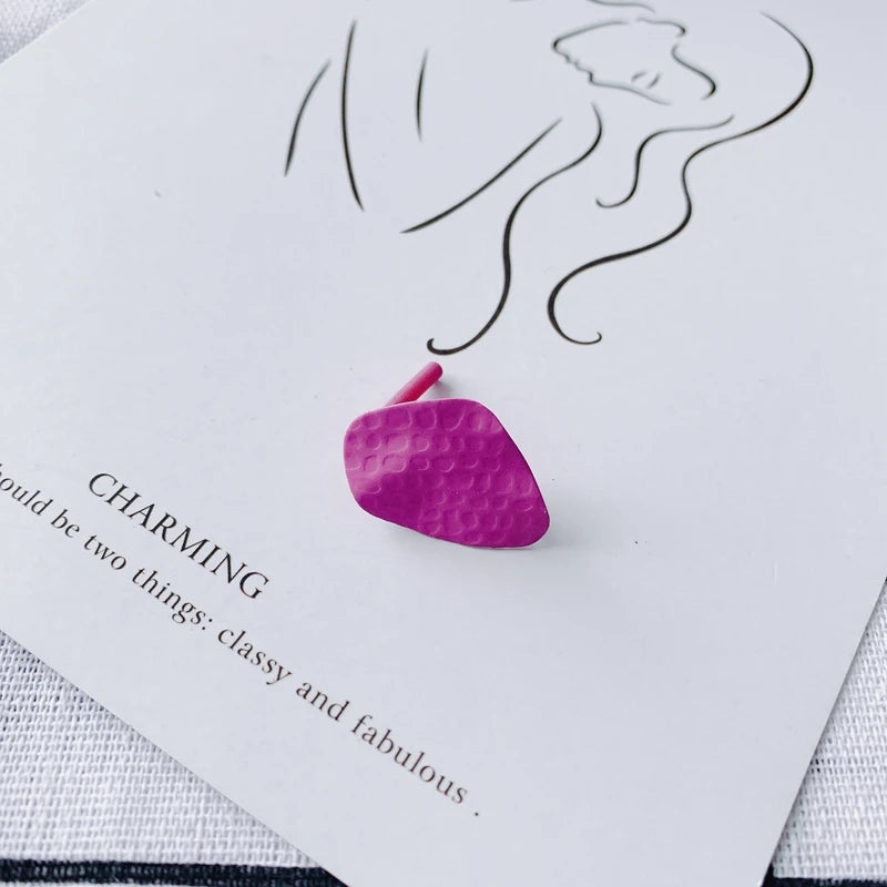 Iron Paint Textured Macaroon Earrings DIY Accessories Small Fresh