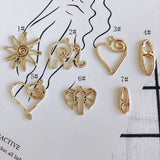 DIY Alloy Plating Jewelry Accessories Elephant Sun Flower Heart Pendant Earrings