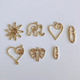 DIY Alloy Plating Jewelry Accessories Elephant Sun Flower Heart Pendant Earrings