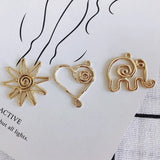 DIY Alloy Plating Jewelry Accessories Elephant Sun Flower Heart Pendant Earrings