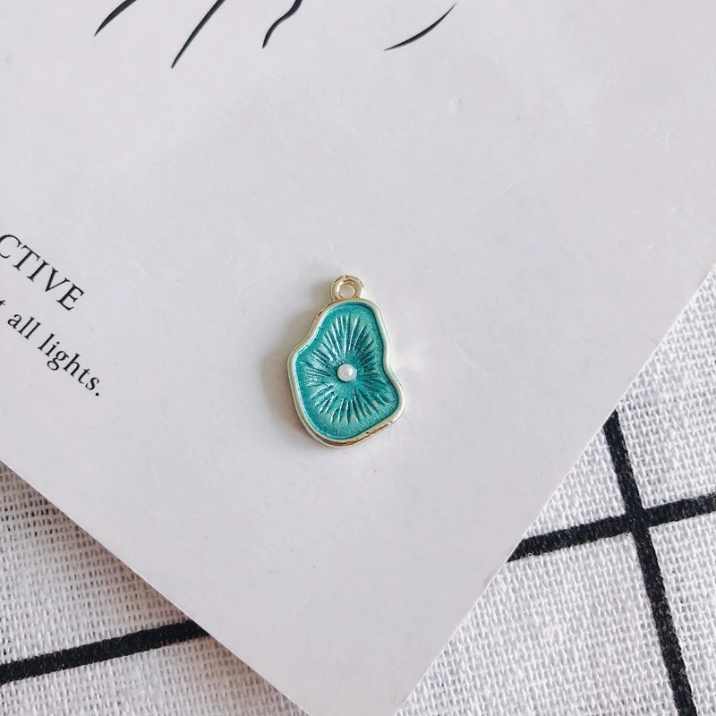 DIY Alloy Plating Jewelry Accessories with Inlaid Pearl Small Pendant Earring