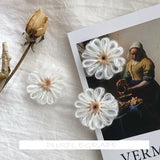 Vintage Hand-Woven Wool Flower Earrings