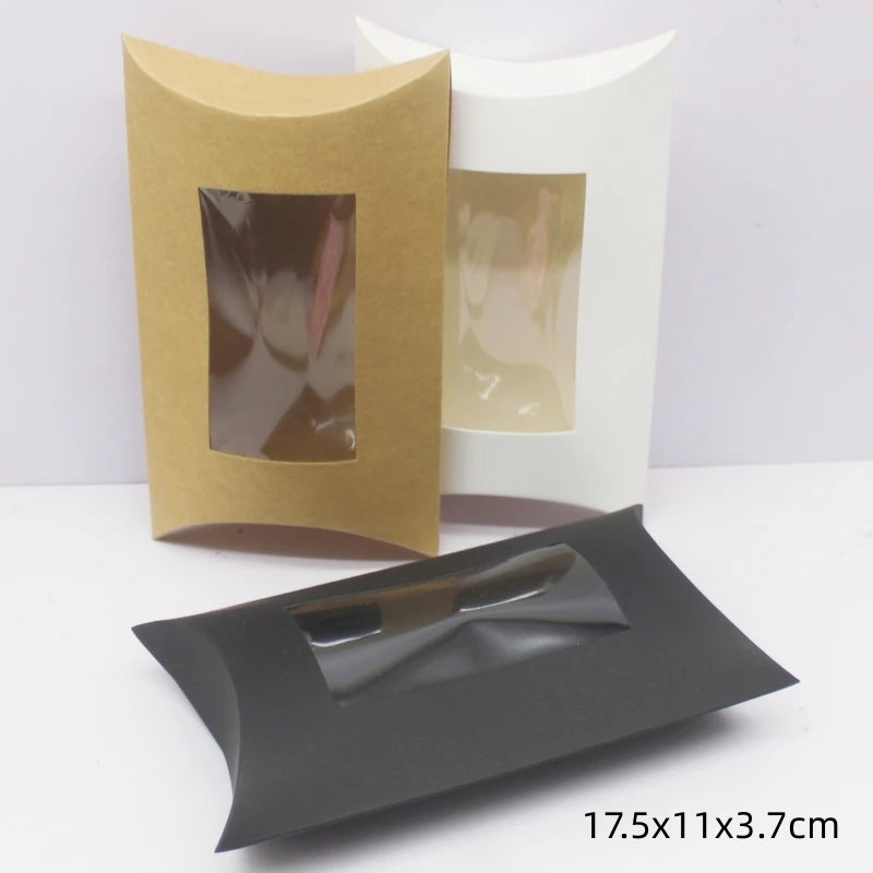 DIY Blank Paper Box with Clear PVC Window - Kraft/White/Black - 10pcs