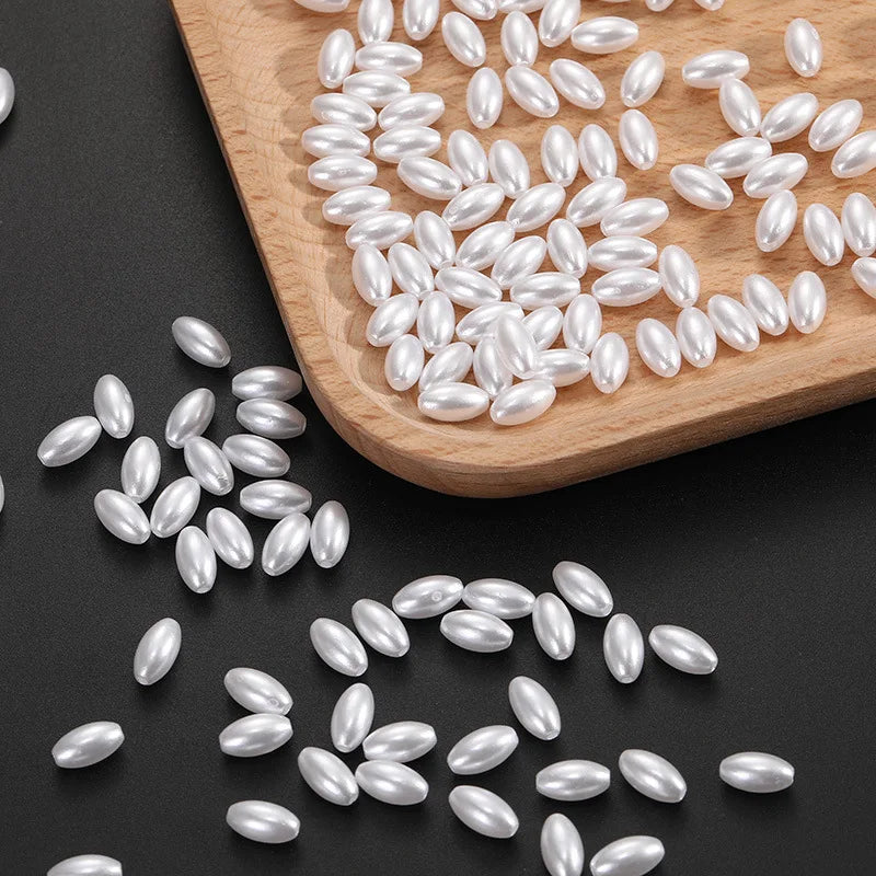 ABS Pearl Rice Grain Shape Loose Bead Jewelry Pendant