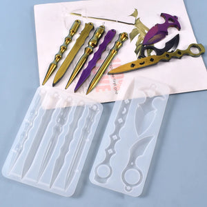 Crystal Epoxy Mold Pendant Keychain Swing Table Defense Self-Defense Toy