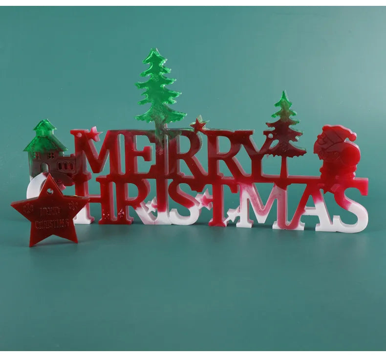 DIY Crystal Epoxy Resin Mold Merry Christmas Mirror Silicone Mold