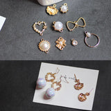DIY Alloy Diamond Pearl Love Shell Earrings