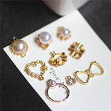 DIY Alloy Diamond Pearl Love Shell Earrings
