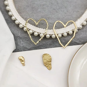 DIY Frosty and Golden Irregular Shape Big Love Earrings Accessories