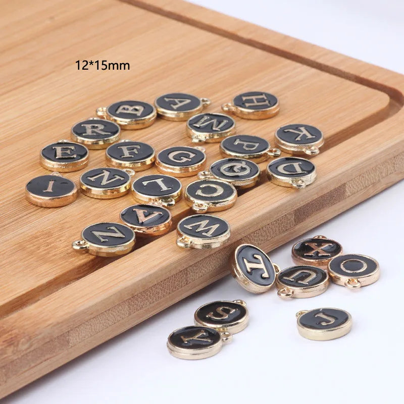 Double-Sided Alloy English Letter Tag Bracelet Pendant Material 10pcs