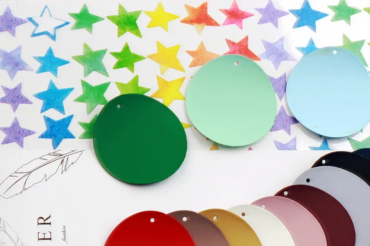 DIY Frosted Rubber Paint Circle Pendant Earrings