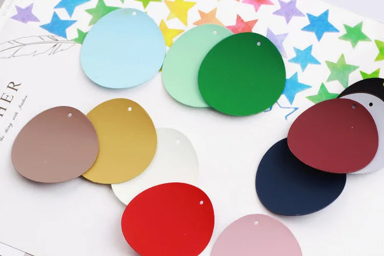 DIY Frosted Rubber Paint Circle Pendant Earrings