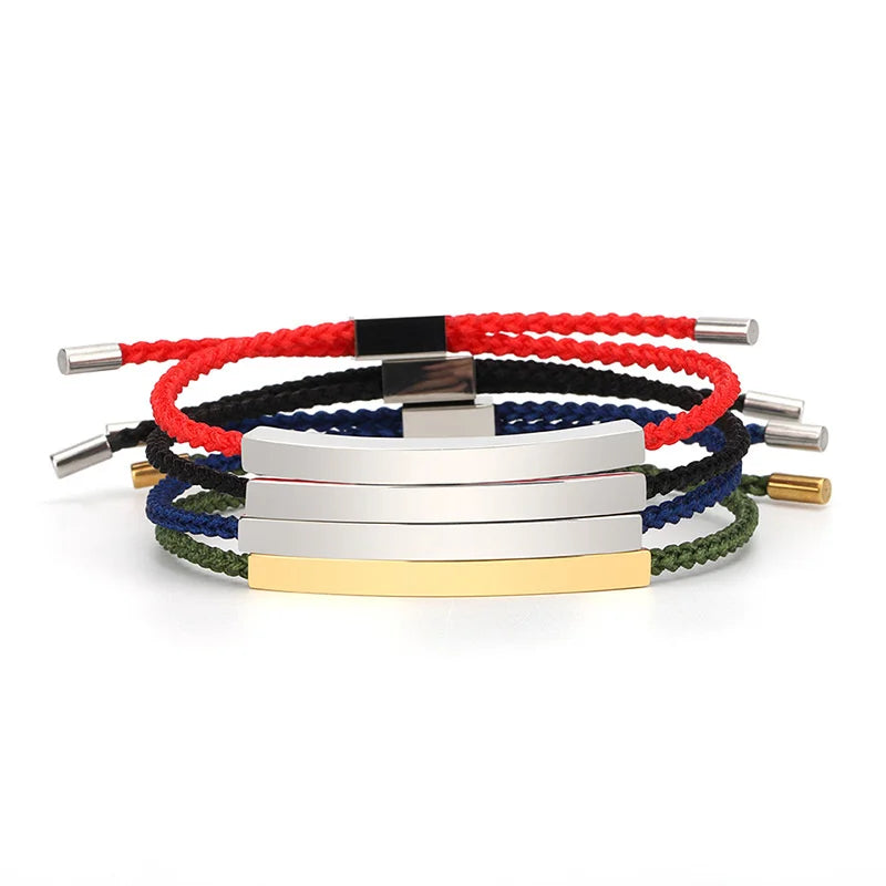 Engraved Lovers' Hand Rope 2mm Braided Bracelet