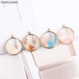 Japanese Retro Acetate Shell Circle Earrings Pendant Set