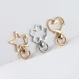 DIY Electroplating Five Pointed Star Flower Key Ring Bag Pendant
