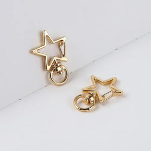 DIY Electroplating Five Pointed Star Flower Key Ring Bag Pendant