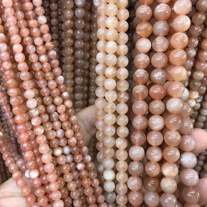 Orange Moonstone Beads, Earrings Jewelry Making DIY Bracelet Ladies