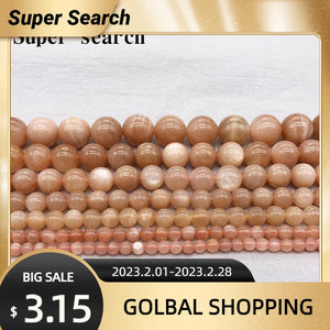 Orange Moonstone Beads, Earrings Jewelry Making DIY Bracelet Ladies