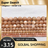 Orange Moonstone Beads, Earrings Jewelry Making DIY Bracelet Ladies