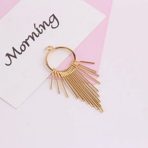 18k Plating Electrochromic Fringed Geometric Earrings Pendant Set