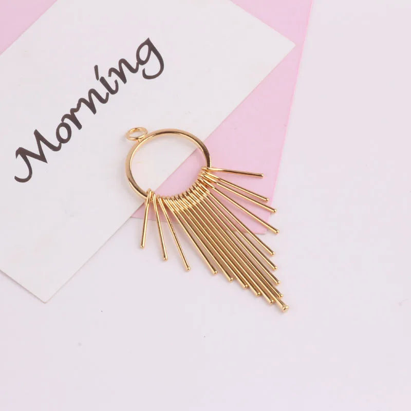 18k Plating Electrochromic Fringed Geometric Earrings Pendant Set