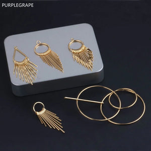 18k Plating Electrochromic Fringed Geometric Earrings Pendant Set