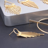 18k Plating Electrochromic Fringed Geometric Earrings Pendant Set