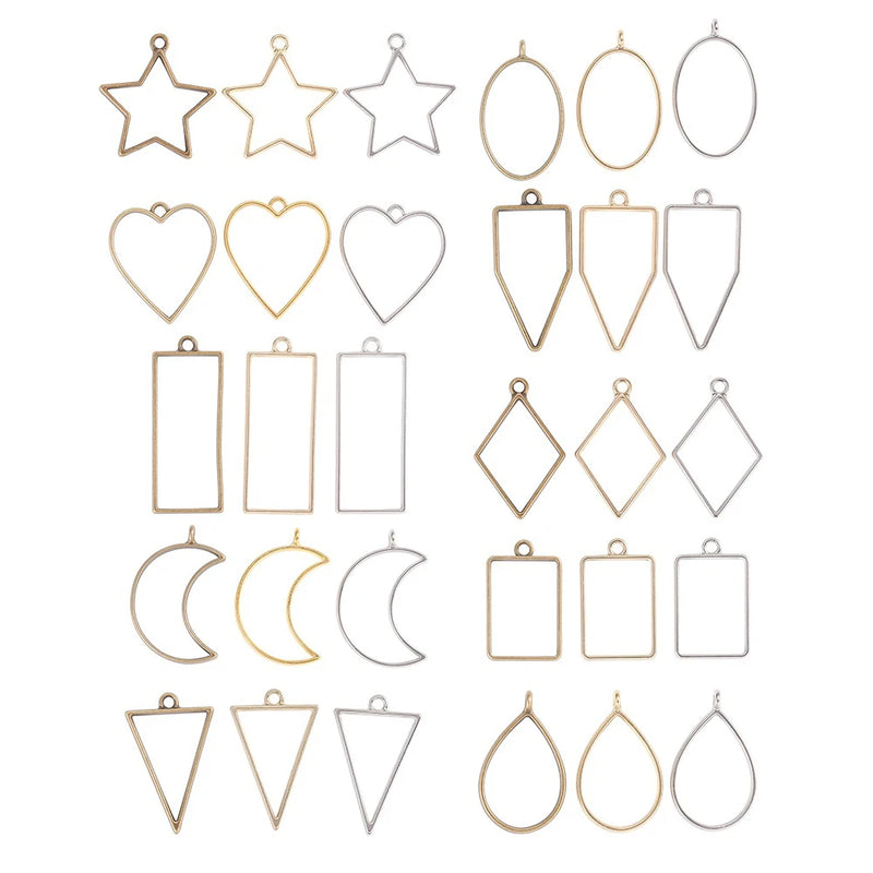 DIY UV Crystal Silicone Mold for Geometric Hollow Frame Pendant (30pcs)