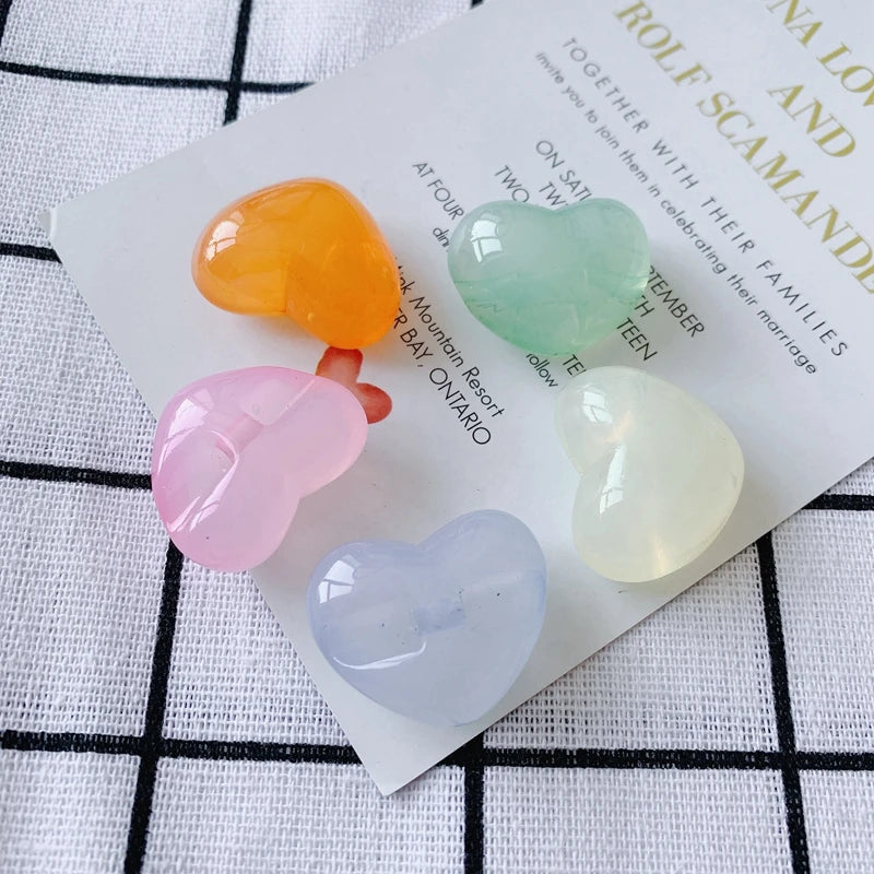 DIY Jelly Heart-Shaped Loose Beads Earrings Necklace Jewelry Accessories