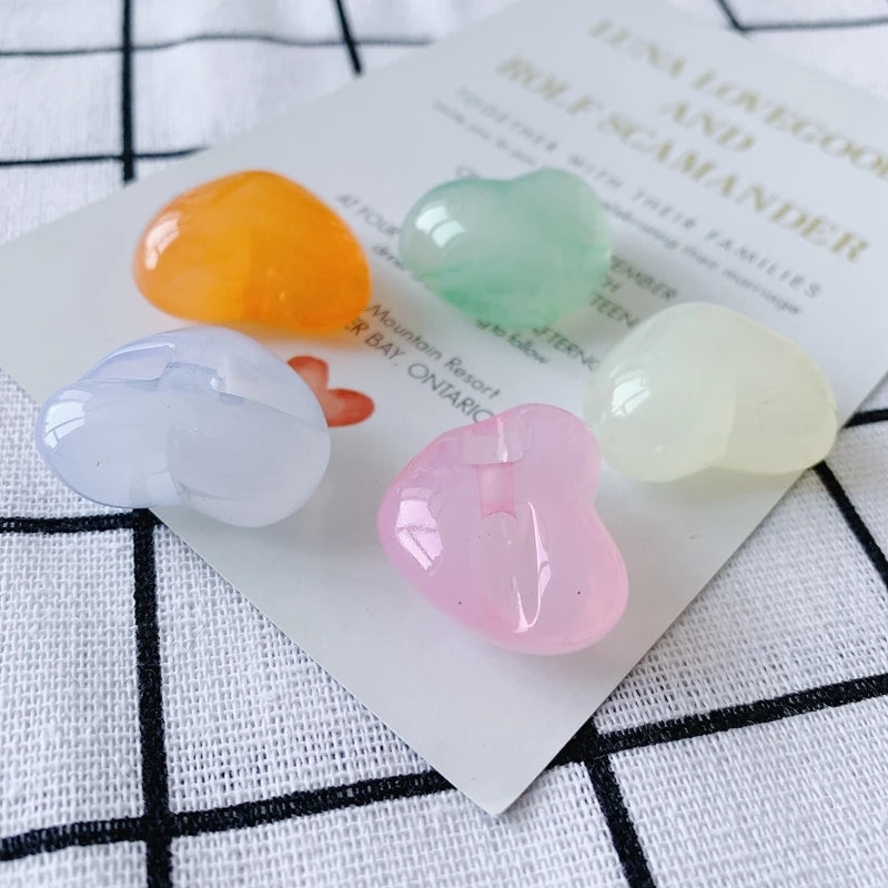DIY Jelly Heart-Shaped Loose Beads Earrings Necklace Jewelry Accessories