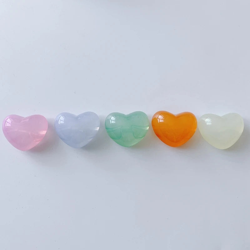 DIY Jelly Heart-Shaped Loose Beads Earrings Necklace Jewelry Accessories