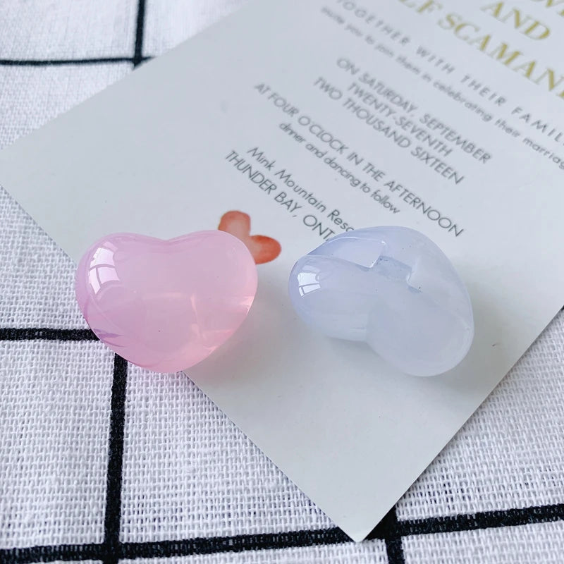 DIY Jelly Heart-Shaped Loose Beads Earrings Necklace Jewelry Accessories