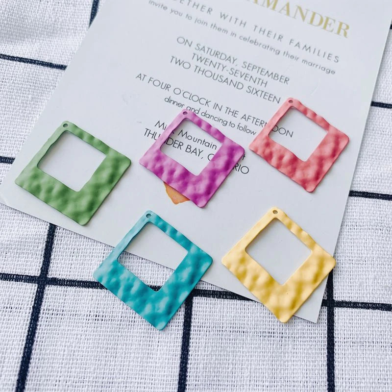 Square Pendant Necklace Earrings Jewelry Accessories