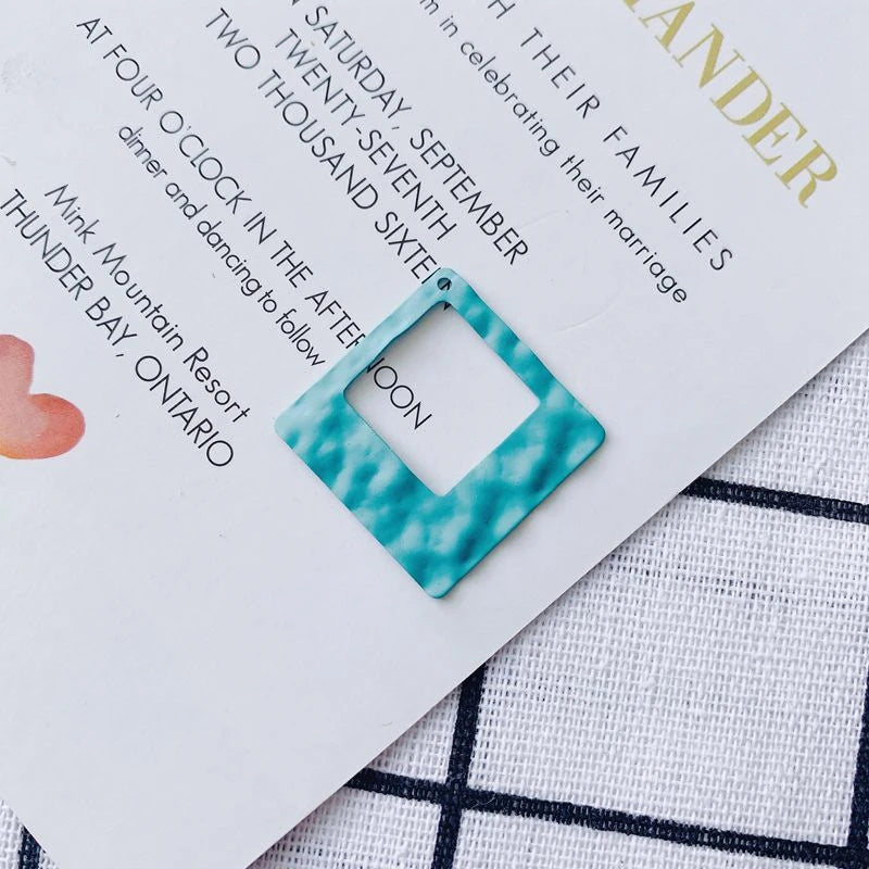 Square Pendant Necklace Earrings Jewelry Accessories