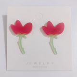 Acrylic Stitching Flower Earrings Set