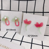 Acrylic Stitching Flower Earrings Set