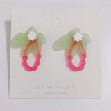 Acrylic Stitching Flower Earrings Set