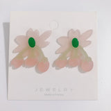 DIY Small Fresh Acrylic Stitching Flower Earrings 2pcs