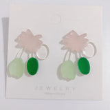 DIY Small Fresh Acrylic Stitching Flower Earrings 2pcs