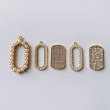 DIY Jewelry Accessories Diamond Inlaid Oval Pendant Earrings