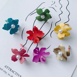 DIY 3D Multi-Petal Flower Pearl Earrings Accessory