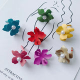 DIY 3D Multi-Petal Flower Pearl Earrings Accessory