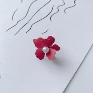 DIY 3D Multi-Petal Flower Pearl Earrings Accessory