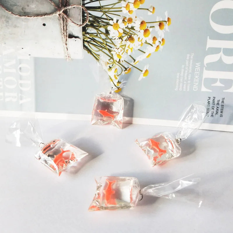 Transparent Resin Fish Water Bag Earrings Pendant DIY Jewelry Accessories