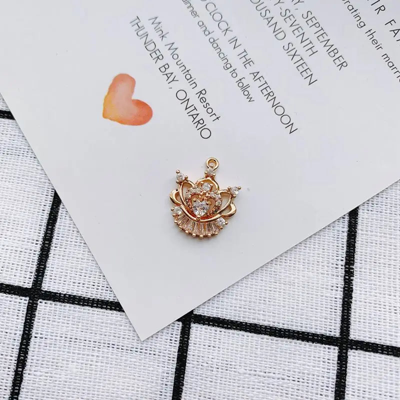 18K Copper Plated Zircon Pendant Court Necklace Earrings Set