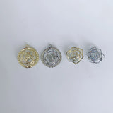 18K Copper Plated Hollow Flower Zircon Pendant Earrings Material