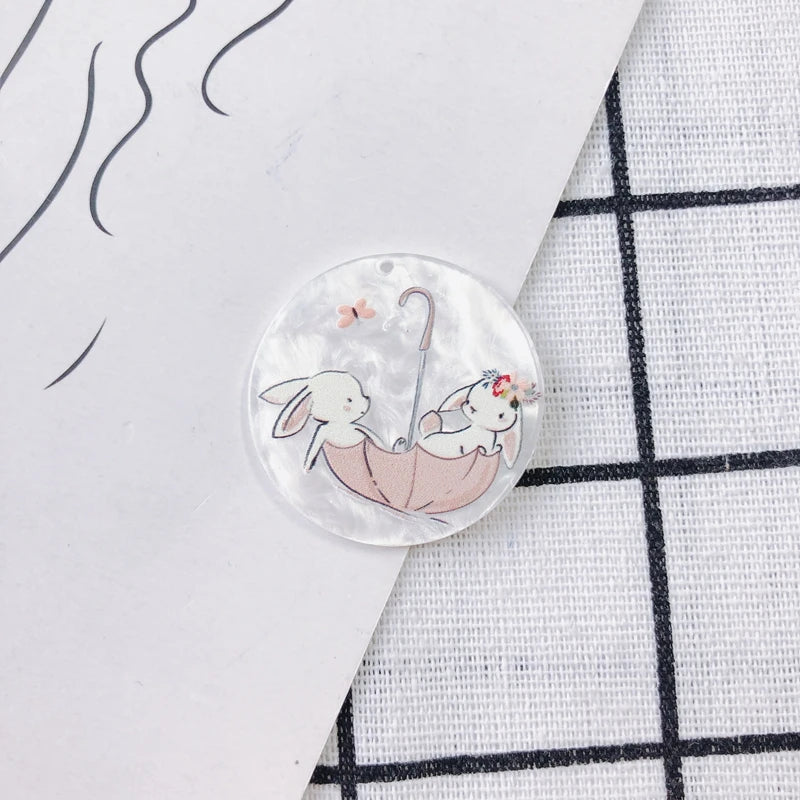 DIY Acrylic Resin Geometric Round Embossed Pendant