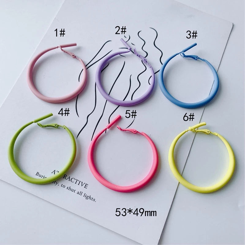 Alloy Paint Geometric Round Pendant Earrings